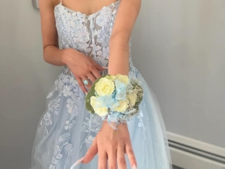 Yellow Roses with blue accent - prom and homecoming