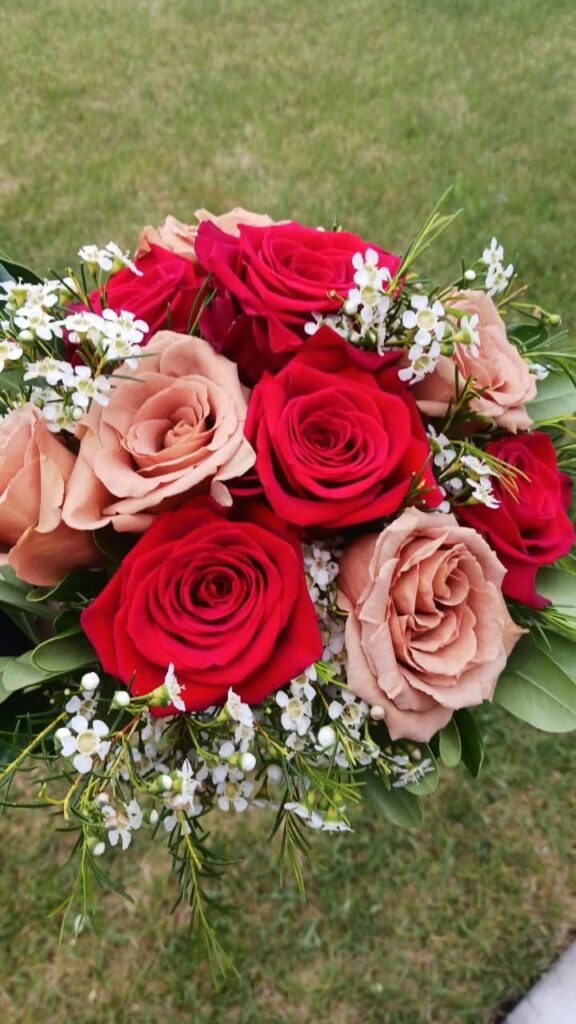 Red and blush roses - prom and homecoming